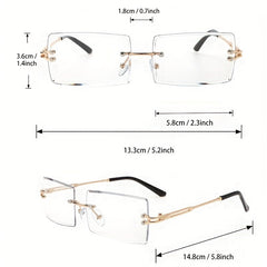 2 Pack Men's Metal Rimless Casual Sunglasses Flat Lens