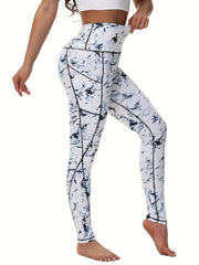 High Waist Sports Leggings Tummy Control Printed Pants for Women