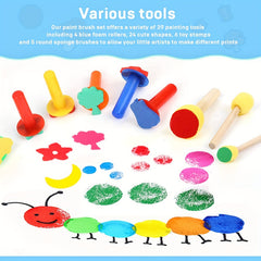 39pcs Paint Sponges for Kids Early Learning Toddler Sponge Brushes Stamps Foam