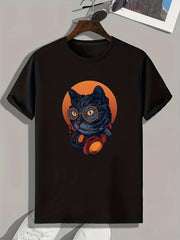 Cat Print Men's Graphic T shirt Casual Comfy Tees For Summer
