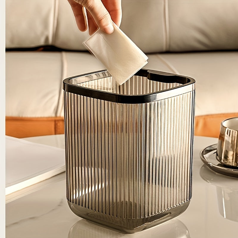 Desktop Trash Can With Phone Bracket Translucent Small Trash Can