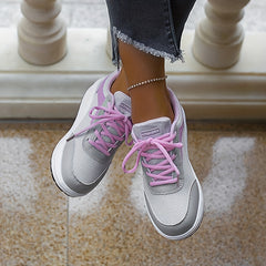 Women's Mesh Lace-Up Wedge Sneakers for Walking Sports Comfort