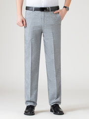 Men's Casual Solid Stretch Flax Dress Pants for Business