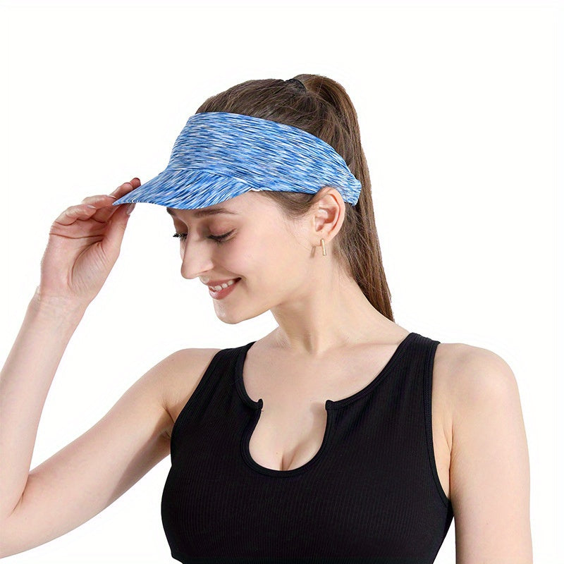 Striped Ponytail Visor Hat UV Protection Sports Sun Hat
