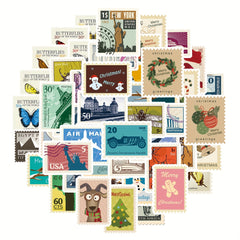 50pcs Vintage Stamp Stickers Set for Scrapbooking Journaling Planners