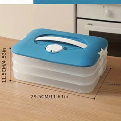 Portable 3 Layer Dumpling Box with Lid for Picnic, Camping