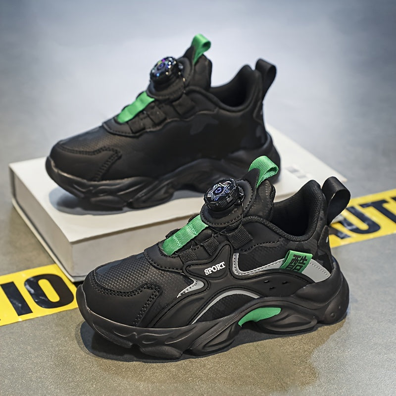Boy's Chunky Shoes With Rotating Buckle Comfy Non Slip Sneakers