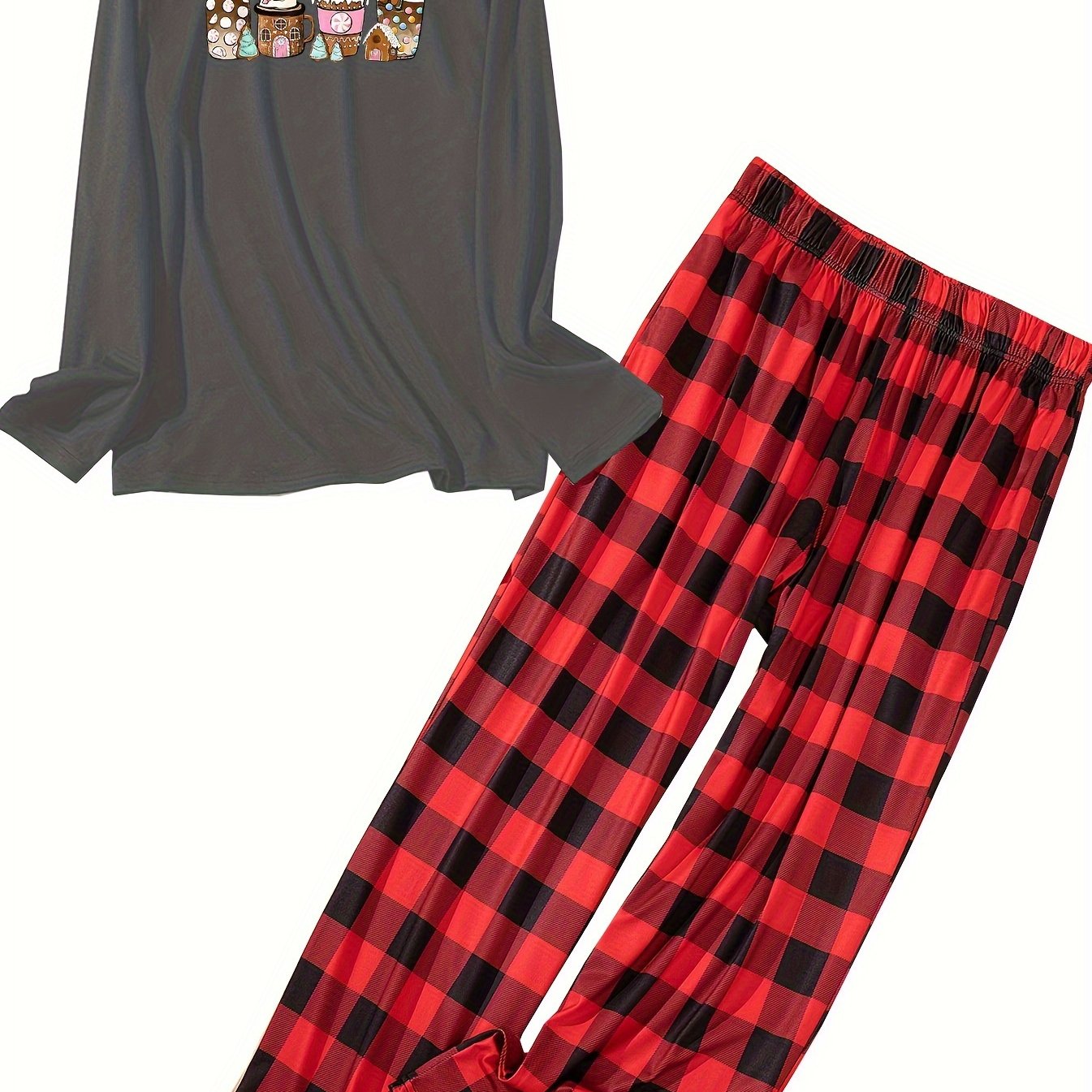 Gingerbread Man Lounge Set - Tee & Plaid Pants Pajamas
