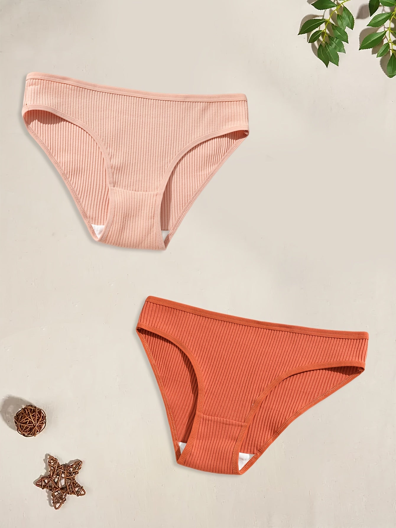 8pcs Ribbed Briefs Stretchy Intimates Panties Women's Lingerie
