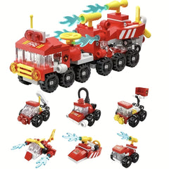 Fire Truck Bag Assembly Building Blocks Toy Model Gift