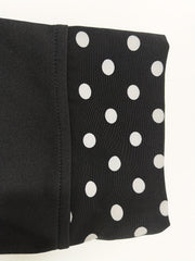 Colorblock Dot Print Long Sleeve V Neck Bodycon Midi Dress