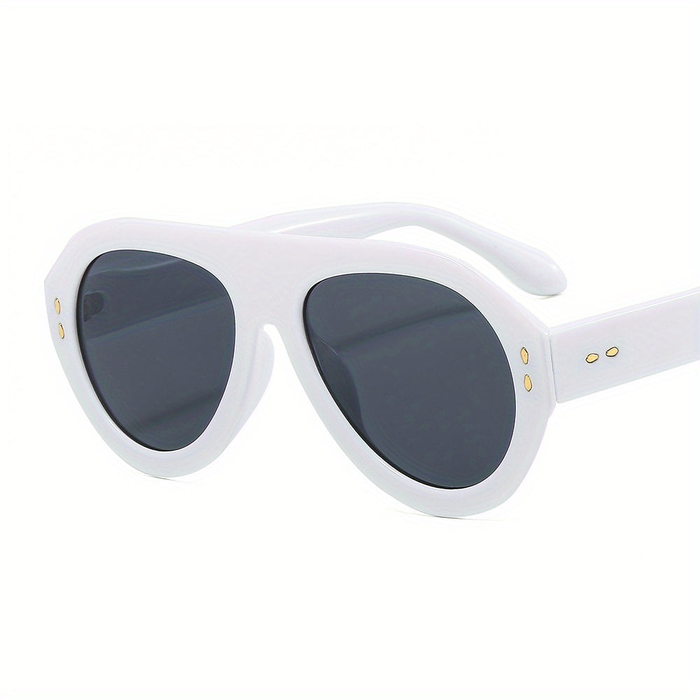 Oval Frame Aviator Sunglasses Gradient Lens UV400