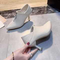 Zip Decor Point Toe High Heel Pumps