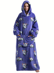 Women's Koala Pattern Sherpa Fleece Hooded Blanket