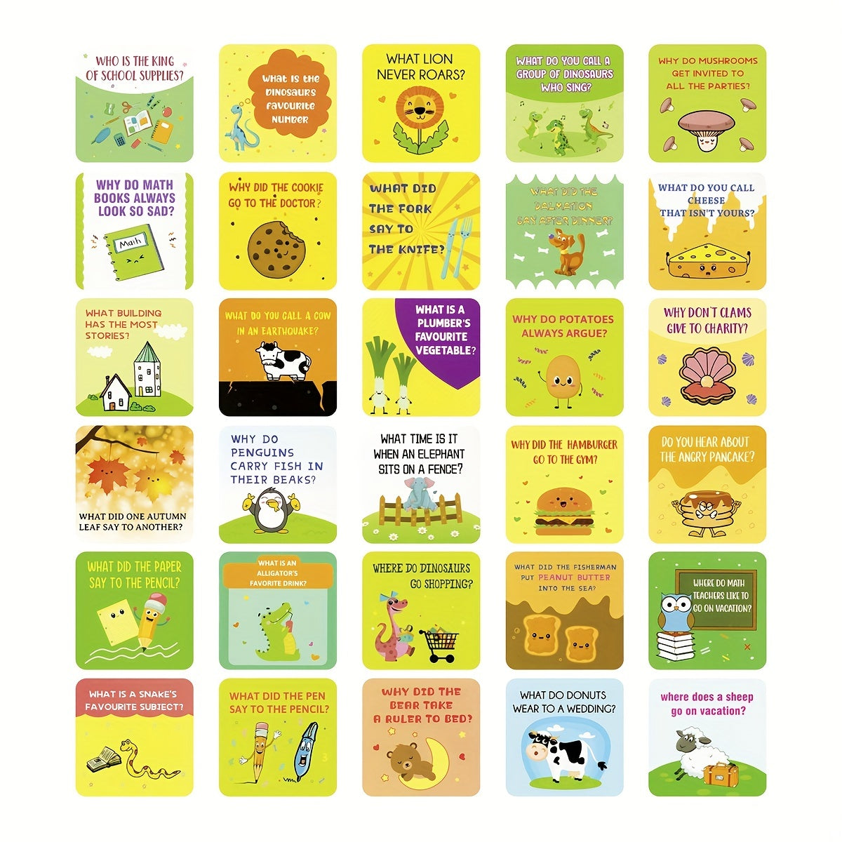 60pcs Joke Cards Lunch Box Notes For Students Funny Puns Boys Girls