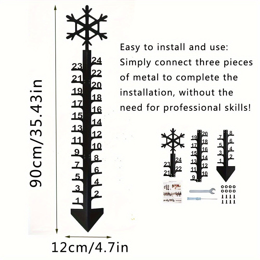 Metal Snow Gauge Large Iron Snowfall Measuring Rod Durable Garden Christmas Gift