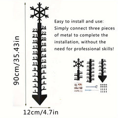 Metal Snow Gauge Large Iron Snowfall Measuring Rod Durable Garden Christmas Gift