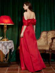 Off Shoulder Backless Bridesmaid Dress Split Dress