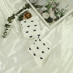 Heart Print Socks Women's Mid Tube Stockings