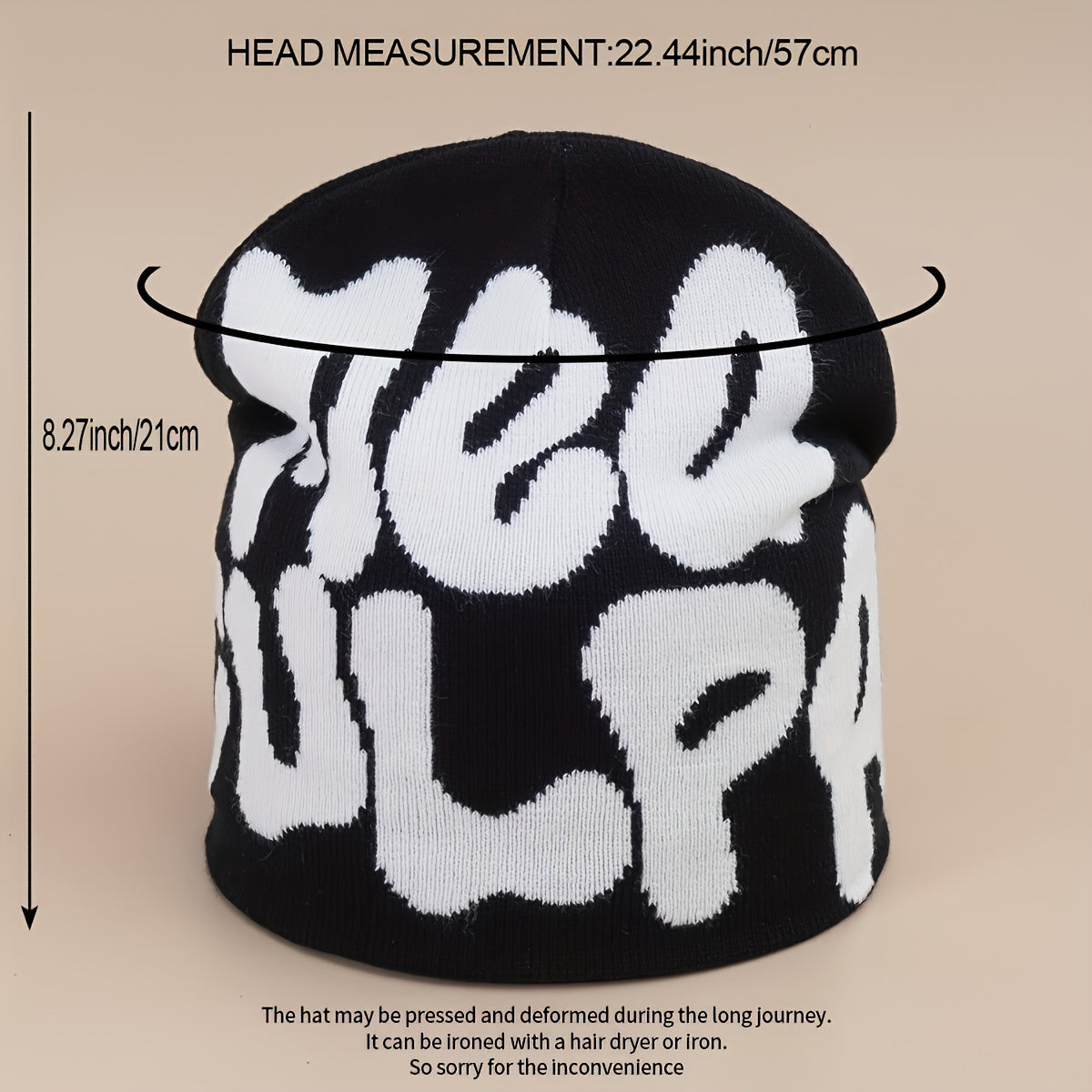 Y2K Letter Jacquard Beanie For Women Men Candy Couple Skull Cap