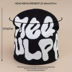Y2K Letter Jacquard Beanie For Women Men Candy Couple Skull Cap
