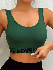 3pcs Letter Print Sports Bras Comfy & Breathable
