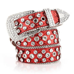 Women's Rhinestone Hollow Belt Studded Pin Buckle Wedding Party Valentines