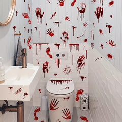 63pcs Halloween Bloody Handprint & Footprint Window Stickers