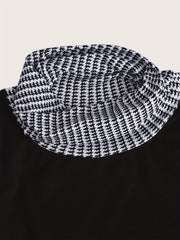 Colorblock Houndstooth Print Bodycon Dress