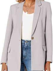 One Button Blazer Casual Open Front Long Sleeve