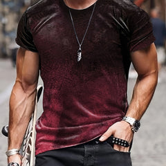 Vintage Style Printed T shirt Men's Casual Street Style Stretch Tee