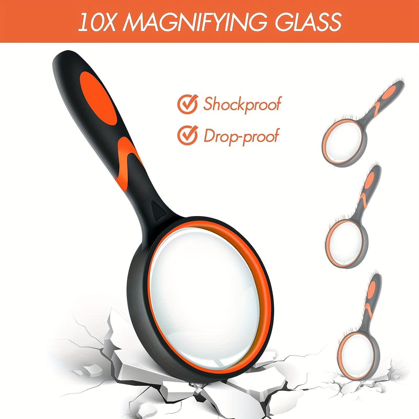 2 Pcs 50mm 75mm 10X Handheld Magnifying Glass Magnifier For Seniors And Kids