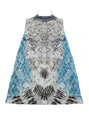 Paisley & Snake Print V-Neck Maxi Dress