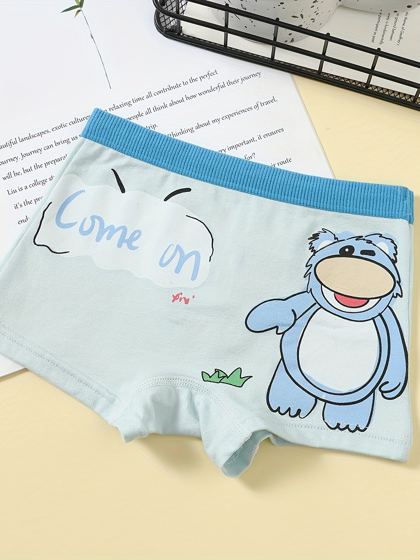 4pcs Boy's Boxer Briefs Cartoon Animal Print Elastic Waist Shorts