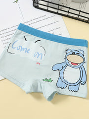 4pcs Boy's Boxer Briefs Cartoon Animal Print Elastic Waist Shorts
