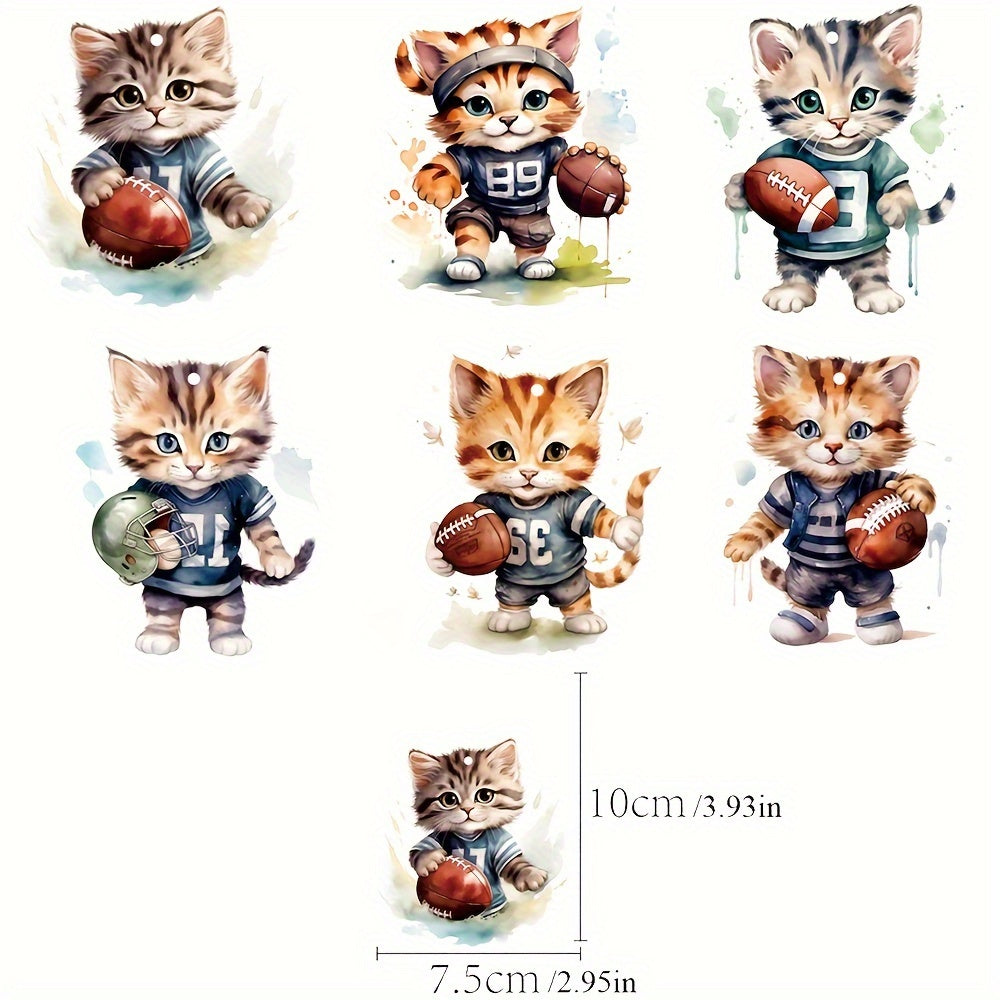6pcs Cat Football Ornaments Football Coach Gift Helmet Hanging Ornament