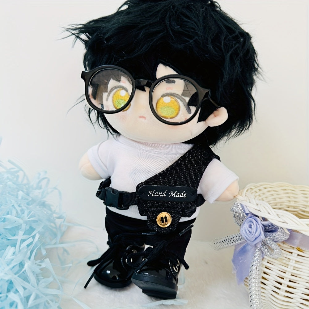 20Cm Doll Clothes Pants Vest Set Collar Shoes Glasses for 20Cm Plush Doll