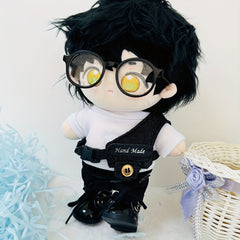 20Cm Doll Clothes Pants Vest Set Collar Shoes Glasses for 20Cm Plush Doll