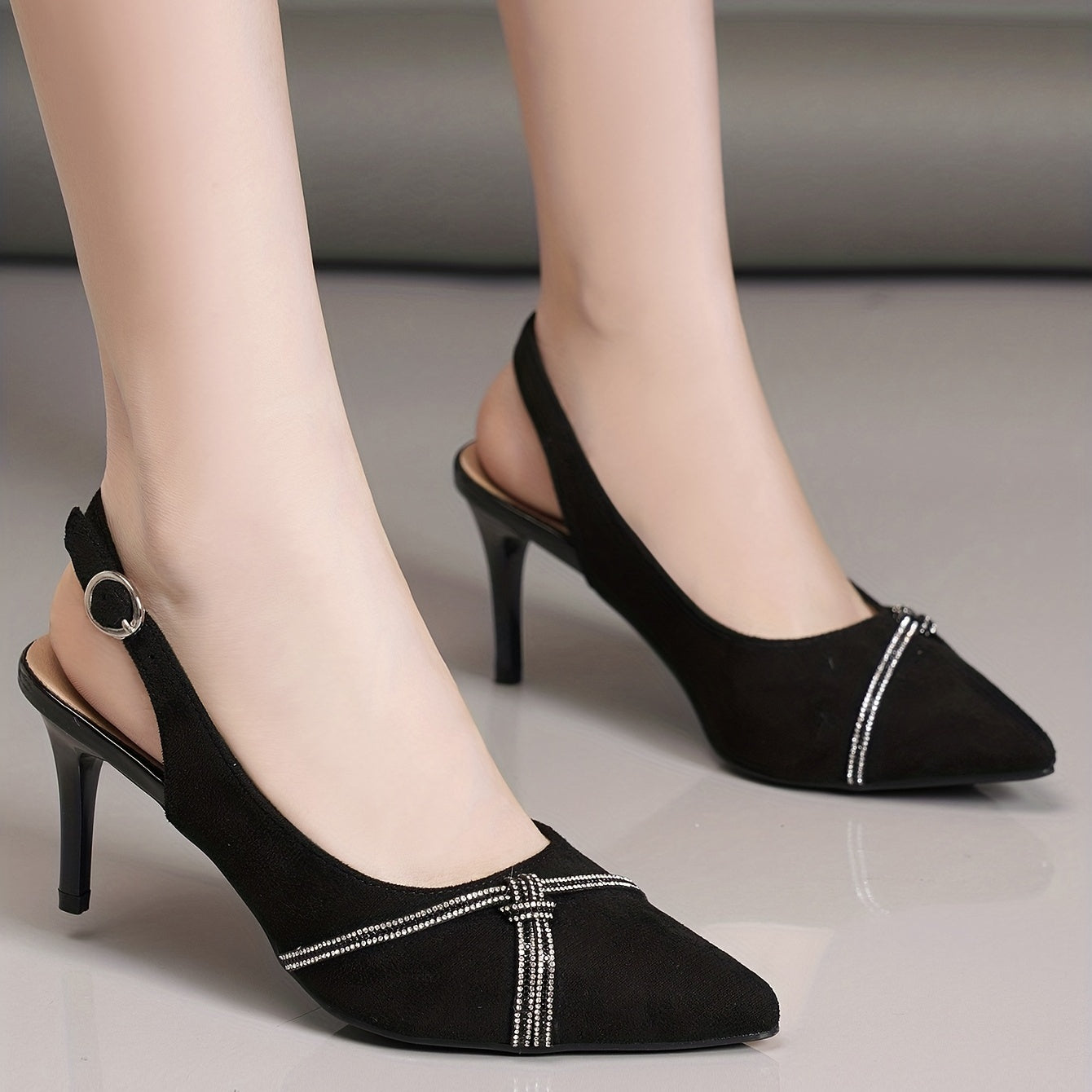 Women's Rhinestone Stiletto Heels Point Toe Pumps