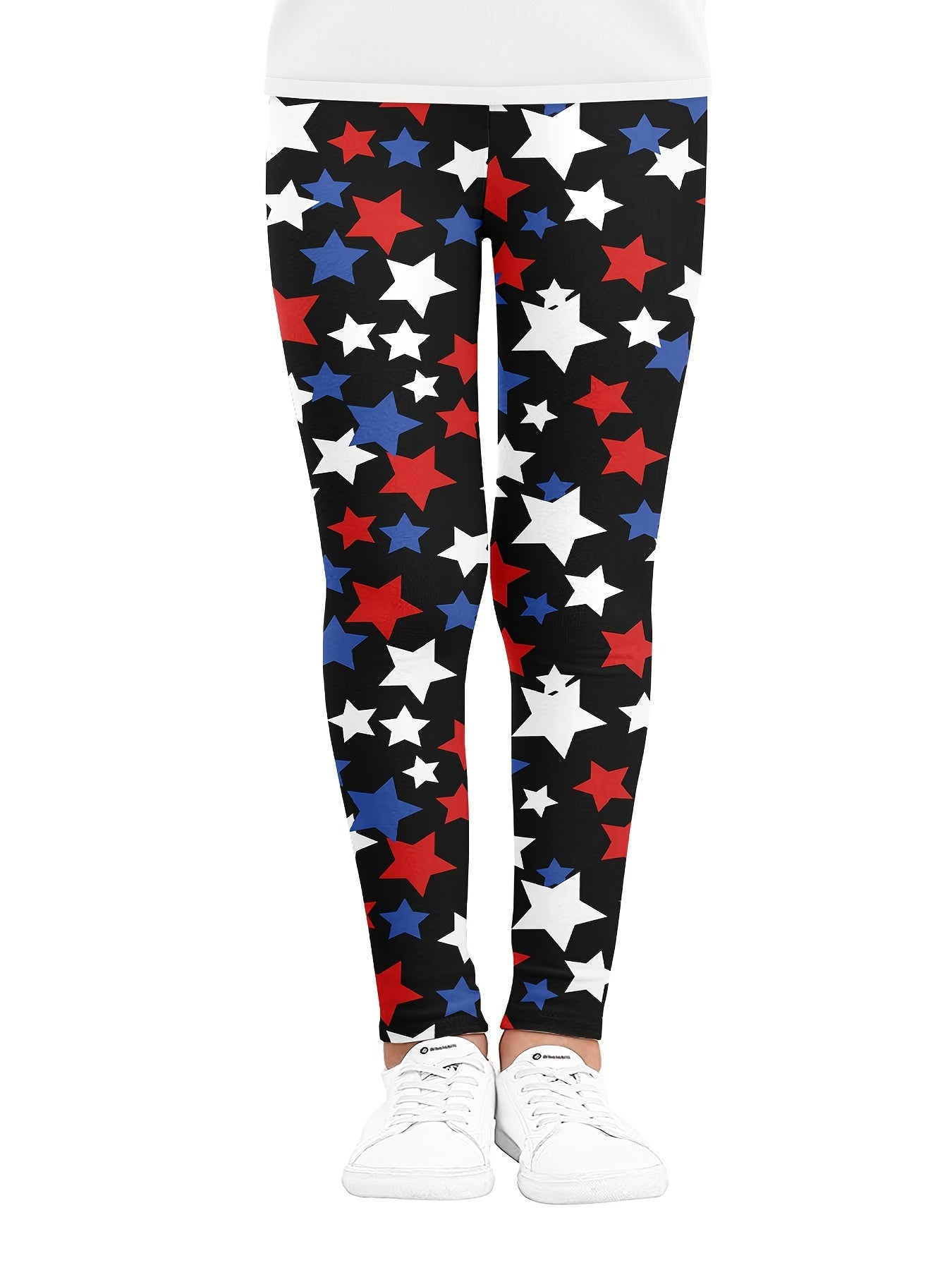 Girls Stretch Soft Leggings Stars Print Elastic Waist Thin Pants