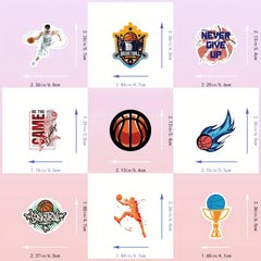 50pcs Basketball Stickers Pack Waterproof Vinyl Decals for Skateboard