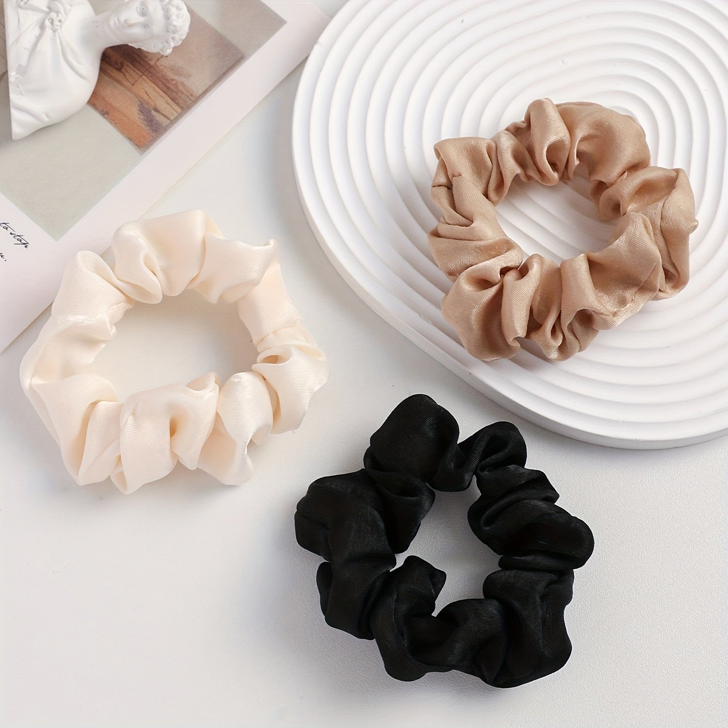 3pcs Large Satin Scrunchies Hair Rope for Women Girls
