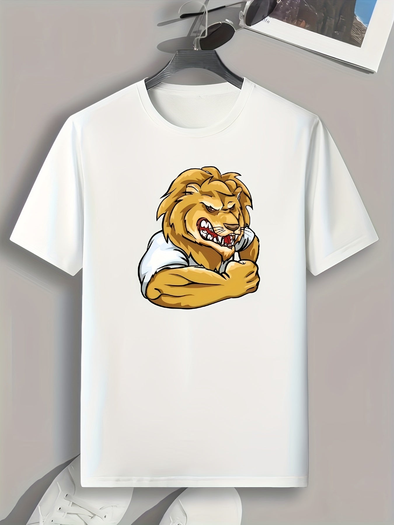 Lion Print Men's Graphic T shirt Casual Comfy Tees