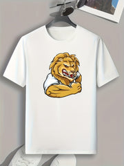 Lion Print Men's Graphic T shirt Casual Comfy Tees