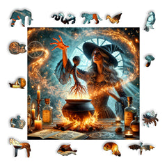 Magic Witch Wooden Puzzle Educational Family Game A3 A4 Size Magic Puzzle Game