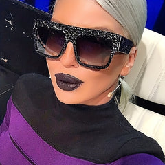 Y2K Oversized Glitter Sunglasses Gradient Sun Glasses UV400