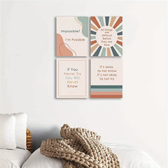 4pcs Boho Classroom Decor Posters Motivational Quote Prints Teacher 20x25 UNFRAM