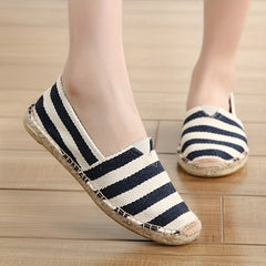 Striped Pattern Espadrille Flat Shoes Women's Footwear