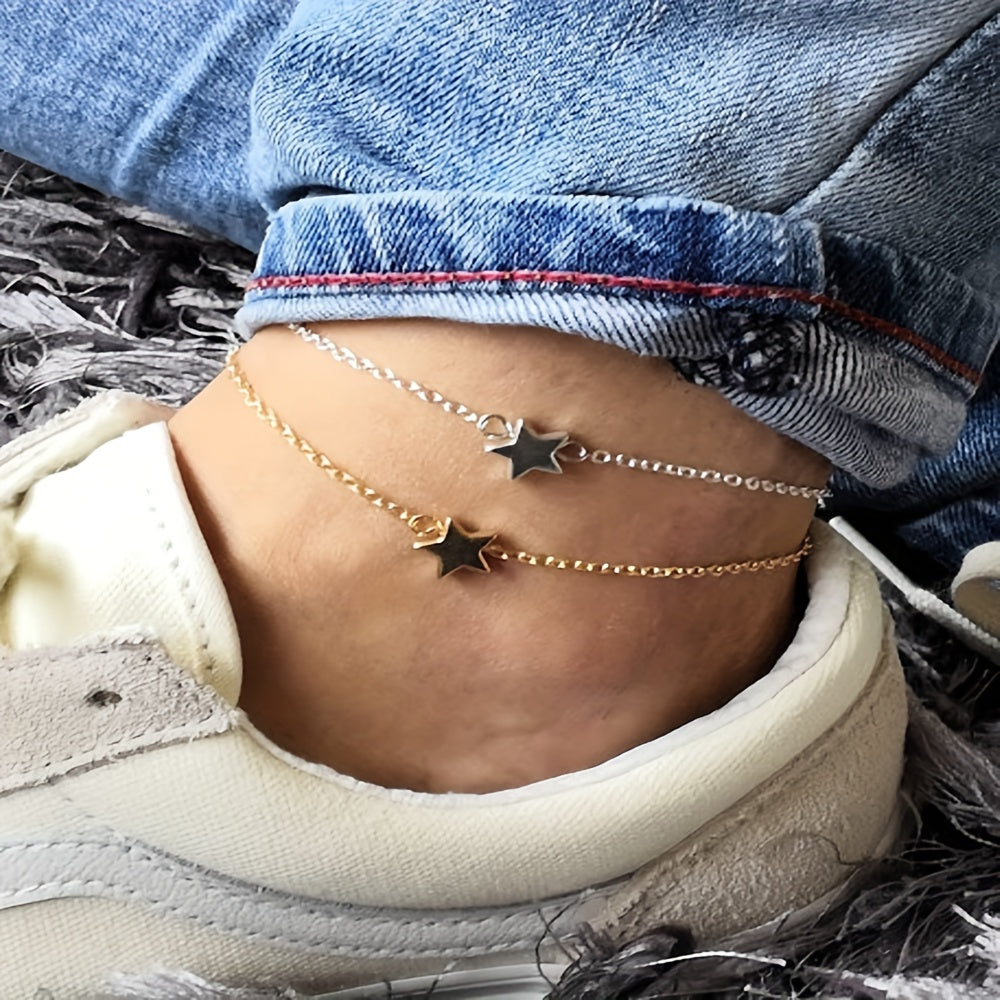 Star Shape Beads Chain Anklet Geometric Ankle Bracelet