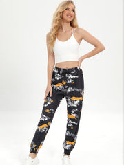 Drawstring Elastic Waist Casual Sports Pants Loose Fit Jogging Pants